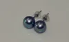 Studörhängen Fotunning 10-11mm Natural South Sea Grey Round Pearl Earring 18K White Gold For Women smycken