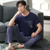 Menas de dormir masculinas para plus size 5xl verão masculino elegante pijama maconha pijamas de algodão conjunta