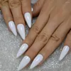 False Nails Sharp Stiletto Tips White Press On Long Matte Full Cover Acrylic Salon Fake Professional Manicure