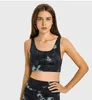 LL Women Yoga Tie-dye Fitness Bra Tops Crew Neck Gril Fintness Tank Vest Solid Workout Breathble Shockproof Top Female LL767