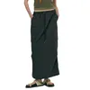 Jupes Y2K Harajuku femmes longue Cargo couleur unie taille cordon Multi poche droite Streetwear ample 230316