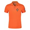 Polos Masculinos Futebolista Portugal 2023 Verão Masculino Respirável Cor Sólida Camisas Pólos Impressão Manga Curta Confortável Tops Vestuário