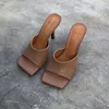 Slippers 2023 Arrivals Women Fashion High Heels Sandals Slides Square Toe Slip On Mules Shoes Woman Summer