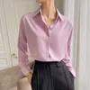 Chemisiers pour femmes Chemises Printemps Femmes Chemisier Pure Color Revers Single Breasted Shirt Élégant Casual Grande Taille Rose Tops Blouses De Haute Qualité 230317