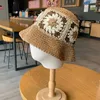 Chapeaux à larges bords Chapeaux de seau Japon Corée Chapeau de paille de plage au crochet femmes fleurs d'été pur chapeau tissé à la main parasol chapeau de pêcheur chapeau de seau respirant 230317