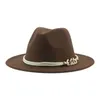 Brede rand hoeden emmer hoeden hoeden voor vrouwen fedoras bruiloft decoreren kerkfestival luxe heren dames hoed panama ketting band cowboy hat chapeau femme 230317