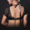 Stage Wear 2023 Tribal Belly Dance Clothes 3pcs Outfit Sexy Lace Tops Belt And Pants Women Costume Choli For Bellydance