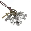 Pendentif Colliers Niuyitid Vintage Thaïlande Éléphant Chaîne Collier Hommes Femmes Bijoux En Cuir Réglable Mâle Sans Collier Cadeau Frère