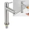 Rubinetti per lavabo da bagno Rubinetto Rubinetto singolo per lavabo freddo Rubinetto per lavabo in acciaio inossidabile 304 con foro argento