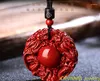 Chains Cinnabar Pendant Men's Chinese Dragons Safety Buckle Red Necklack Female Handmade Of Natural CinnabarChains