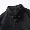Chemises décontractées masculines 2023 Spring Men's Black Denim Shirt Classic Fashion Business Loose Lot Long Marine Jean Brand masculin Coton