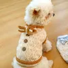 Hondenkleding huisdier trui gebreide kleding boog-knoop ontwerp niet-slijmwasbaar haar wasbaar tweebenig voor de herfst