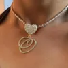 Correntes Hip Hop Shine Crystal Cursive Nome Colar de carta inicial para mulheres Iced Out Bling Zircon Tennis Chain Wedding Jewelry