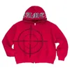 Мужские толстовок толстовок 2023 Весна Американица Y2K High Street Red Black Hoodie Graded Diamond Zip Up Cardigan Men Goth Пара негабаритная повседневная толстовка W0313