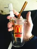 MCdonald Glass Bong Vattenpipor Glas Dab Riggar Olje Vatten Bongs Rökrör Bubblar Bägare Bas Rigg Med 14mm Led