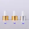 Großhandel 2000 teile/los 1 ml 2 ml 3 ml 5 ml Klarglas Tropfflaschen Mini Ätherisches Öl Winzige Fläschchen mit Gold Silber Kappen