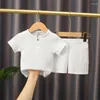 Kleidungssets 0-4 Jahre Jungen Mädchen Sommer Feste Baumwolle Leinen T-Shirts Elastische Shorts Kinderkleidung Lässig Für Kinder