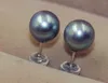 Studörhängen Fotunning 10-11mm Natural South Sea Grey Round Pearl Earring 18K White Gold For Women smycken