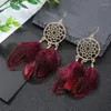 Dangle Earrings Women Unusual Long Feather Pendant Woman Accessories Vintage Ethnic Bohemia Trend Gorh Party Earring Women's Jewelry