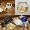 Armbanduhren WWOOR Männer Einfache Slim Uhren Gold Stahl Mesh Ultradünne Wasserdichte Datum Armbanduhr Goldene Uhr mit Box Pack