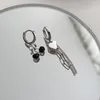 Stud Earrings Fashion Silver Color LOVE Heart Tassel Chain Drop For Women Trendy Elegant Cherry Vintage Party Jewelry Eh1412