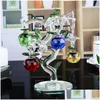 Decorative Objects Figurines Glass Crystal Apple Tree With 6Pcs Apples Fengshui Crafts Home Decor Christmas Year Gifts Souvenirs O Dhl9F