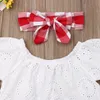 Ensembles de vêtements Lioraitiin 3Pcs Set 0-24M né bébé fille vêtements mignon été hors épaule dentelle Tops rouge à carreaux robe courte bandeau tenue 230317