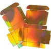 Present Wrap 20st Glossy Gold Holographic Folding Paper Box Light Reflection Packaging