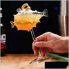 Verres à vin 200ml Creative Pufferfish Cocktail Verre Transparent Gobelet Coupe Avec St Molecar Smoke Bar Party Drinkware Drop Livraison Dhlxe