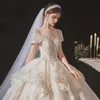 2024 Abiti da sposa di lusso una linea per la sposa Dubai Arabo Plus Size Cappella treno Abito da ballo con scollo a cuore vestido de novia Abiti da sposa applicati su misura