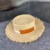 Fashion Designer Straw Hollow Sun Protection Hat Letter Print Women Men Visor Fisherman Hats