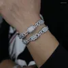 Charmarmband isade ut bling kubansk länk armband silver färg 5a zirkon rektangel cz dollarsymbol armband hip hop män kvinnor smycken smycken