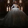 Luxus Ballkleid Spitze Pailletten Hochzeit Kleid Nach Maß Eine Schulter High Neck Perlen Braut Kleider Vestido De Novia 2023