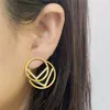 2023-Double F Gold Studs Diamond Big Hoop Earrings Designer Jewelry Earring Rhinestone Danger Två slitstil med låda