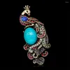 Brooches TULX Rhinestone Peacock For Women Vintage Bird Animal Brooch Pins Coat Accessories High Quality