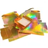 ギフトラップ20pcs光沢のあるゴールドホログラフィック折りたたみ紙ボックスライトリフレクションパッケージ