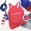 Women's Tanks America Muscle Tank Womens 4th Of July Top Cute Shirt Casual Clothes Gym Letter M