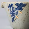 Filiżanki spodki niebieski kwiat ze złotą porcelanową jasną kubek ceramiczne herbatę morskie kubki na herbatę herbacianą