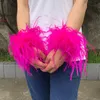 Sleevelet Arm Sleeves More Fluffy Ostrich Fur Cuffs Slap Band Women Real Feather Slap Bracelets Bracelet Hair Ring Sweet Wristband Wedding Accessorie 230316