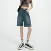 Kobiety szorty Zhisilao solidne klatek długość dżinsko krótki chłopak swobodne dżinsy na wysokim talii szerokie nogi Summer 230317