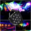 2016 effets LED 12 LED RVB mélange de couleurs par lampe 8CH voix activée scène lumière plate pour DJ fête de mariage projecteur de vacances Drop Deliv Dhcjf