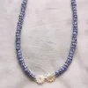 Hänge halsband bohemiska blå frö pärla daisy blommor skal tillbehör halsband för kvinna högkvalitativ modekoker trend