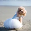 Hondenkleding puppy witte trouwjurk mode handgemaakte kanten geborduurde huisdierkleding voor kleine boogknot prinses tutu jurken poedel