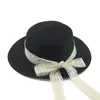 Hat Beach Bucket Hat Hats for Women Baby Girl Hat Kids Straw Hat Summer Solid Flat Top Bowknot Lace Casual