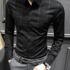 Heren DRAAD SHIRTS ZAKELIJKE MANNEN Kleding Geplaid shirt mannelijke klassieke reguliere top Gentleman Casual Turnual Turn Down Collar Solid Fashion Trend