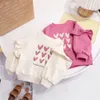 Hoodies Sweatshirts Süße Baby Mädchen Tops Sweatshirt Liebe Muster Rüschen Langarm O-Ausschnitt Pullover Kinder Shirts Lässige Lose Hoody Kinderkleidung 230317