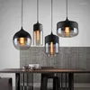 Pendant Lamps Nordic Lamp Glass Led Lights Restaurant Bar Living Room Bedroom Luminaire Suspension Modern Loft Clear/amber Hanglamp