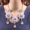 Anhänger Halsketten Mode Ankunft Große Lange Goldkette Aussage Kristall Blatt Blume Halskette Schmuck Für Frauen Großhandel Zubehör