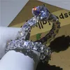 Wedding Rings Vintage Bridal Sets Jewelry Silver Color Ring Princess Cut Zircon Cz Stone Engagement Band For Women