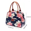 Sacs de rangement Motifs floraux Boîte à déjeuner Sac Portable Isolé Oxford Tissu Alimentaire Thermique Pique-Nique Pour Femmes Enfants